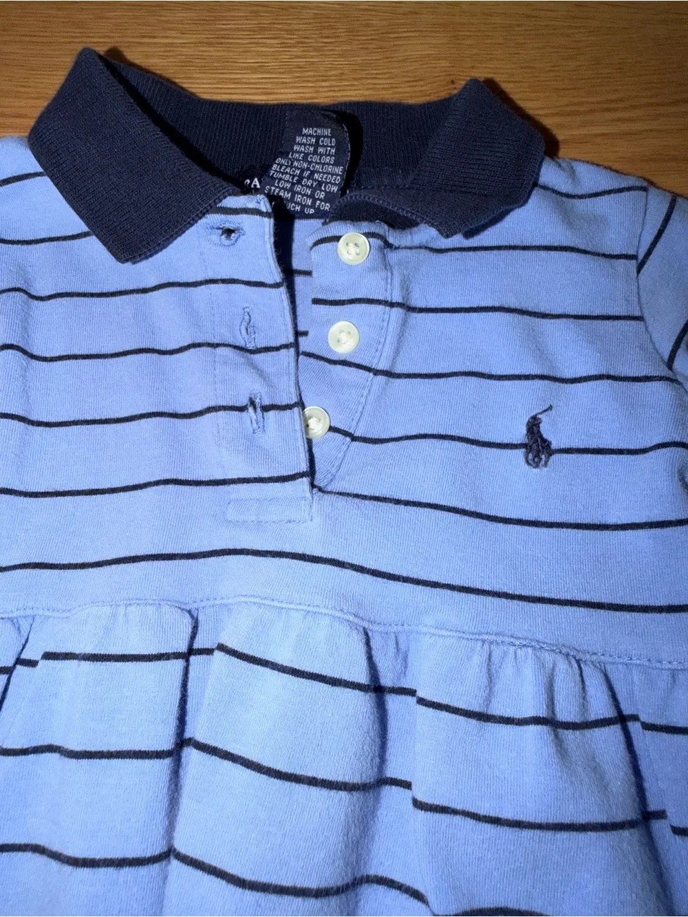 Ralph Lauren Light Blue and Navy Striped Polo Dress